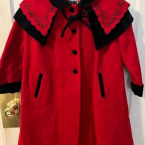 Rothschild Red Pea Coat with Black Details